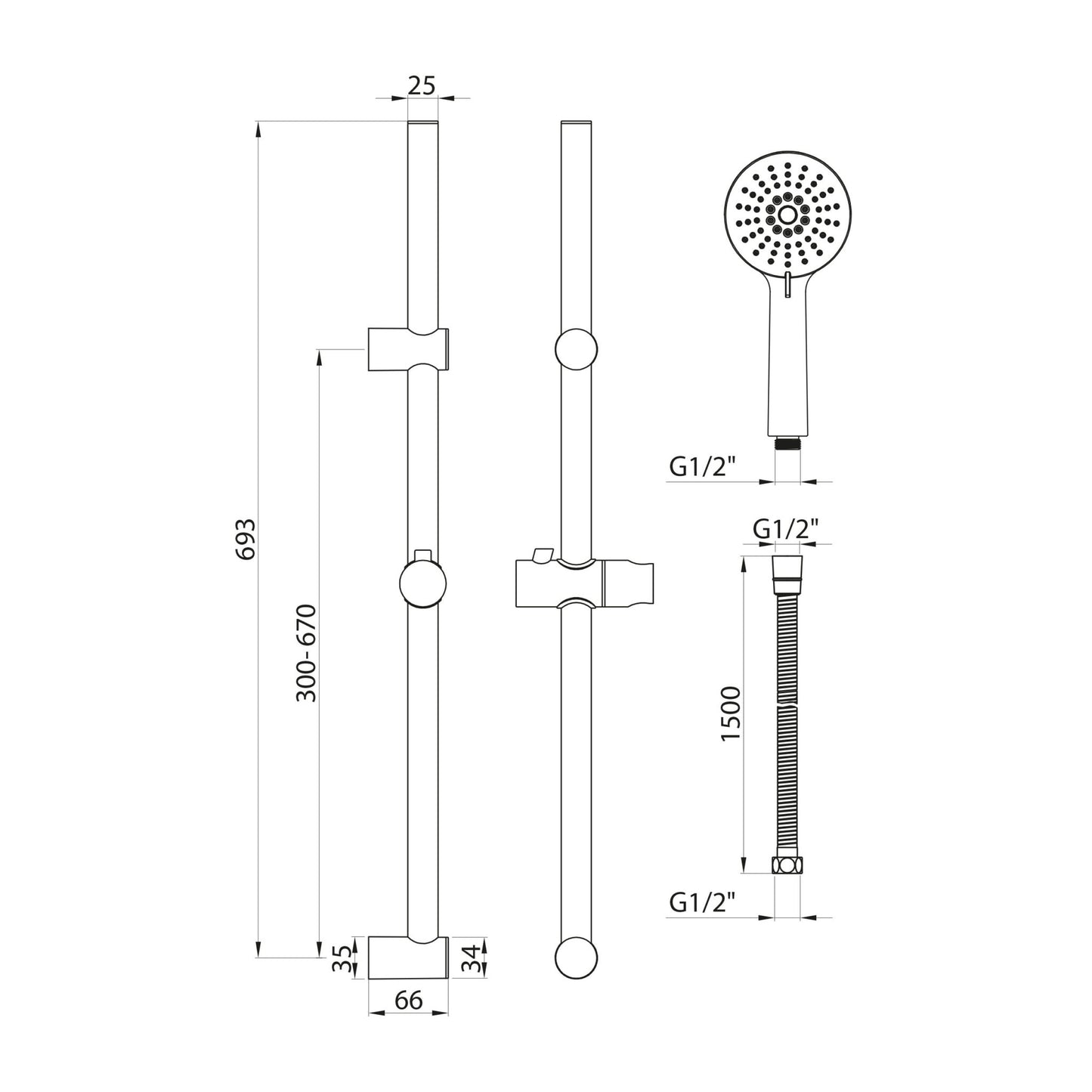 Scudo Middleton Chrome Slide Rail Kit