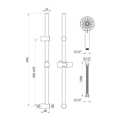 Scudo Middleton Chrome Slide Rail Kit