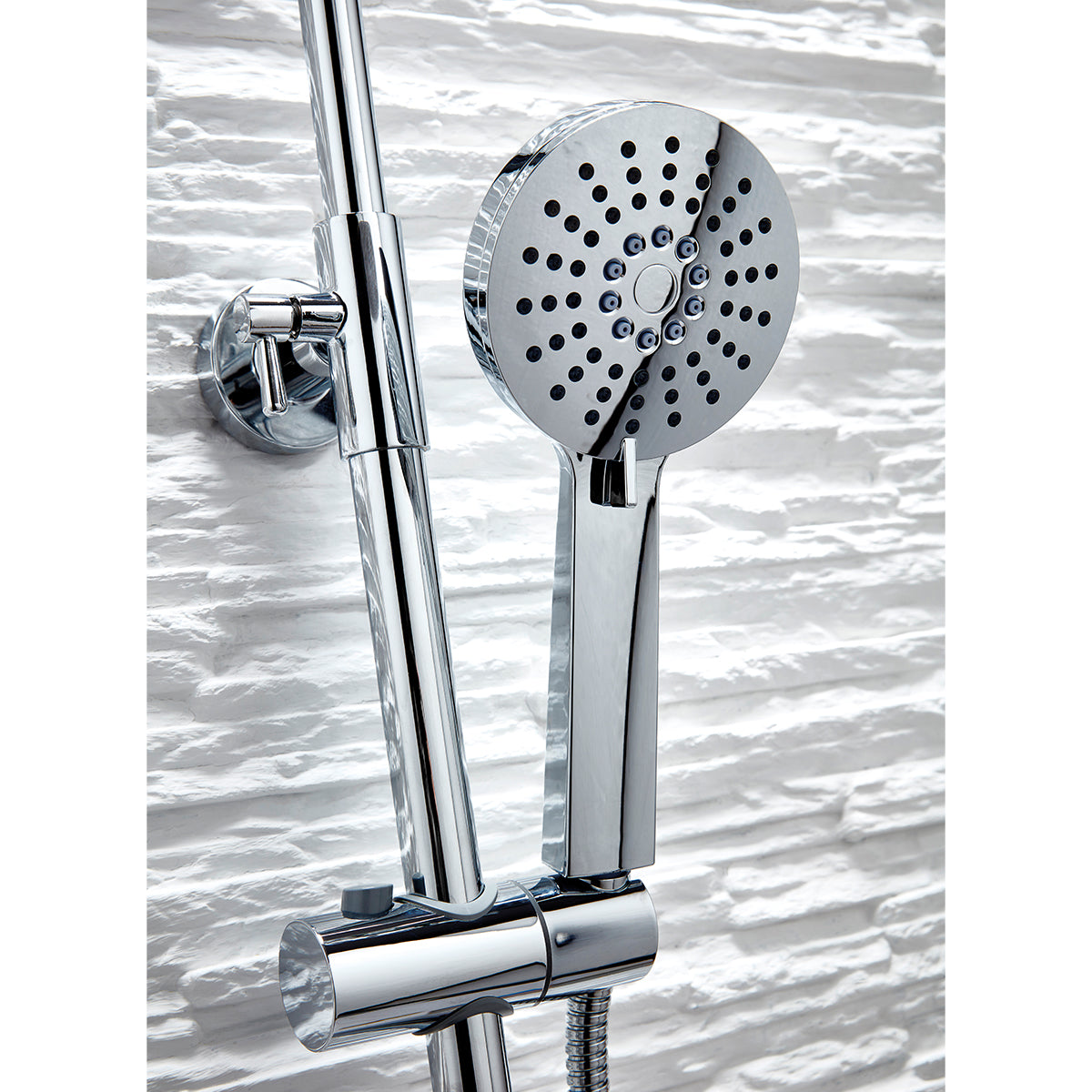 Scudo Serena Round chrome Thermostatic Shower with rigid and Adjustable risers