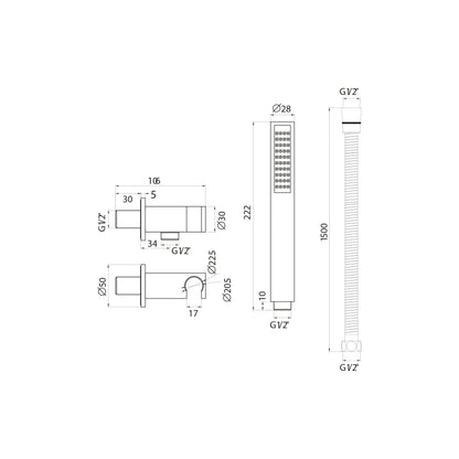 Scudo Square Chrome Outlet Hose & Head