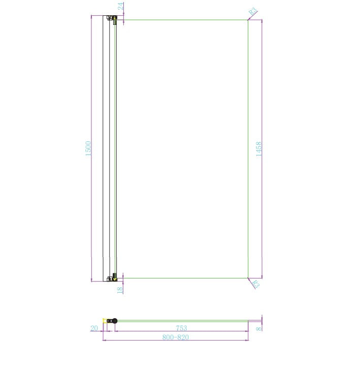 Scudo 1500 x 800mm Square Thalia Bath Screen 8mm Glass - Chrome