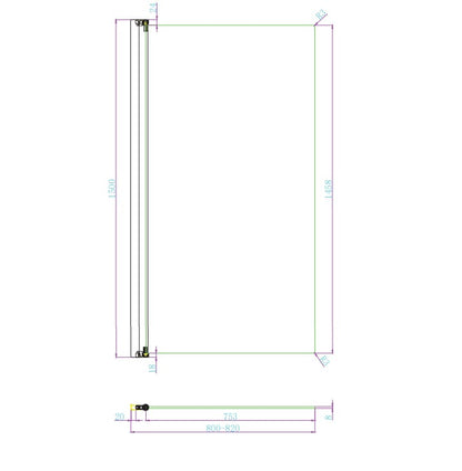 Scudo 1500 x 800mm Square Thalia Bath Screen 8mm Glass - Chrome