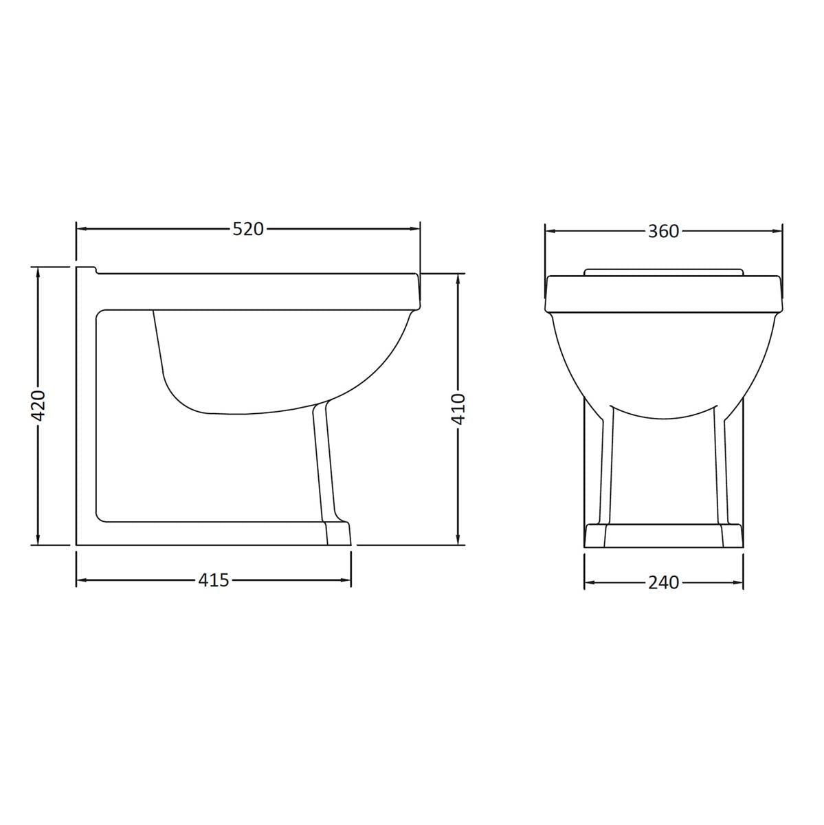 Scudo Traditional Back to Wall Pan and Seat