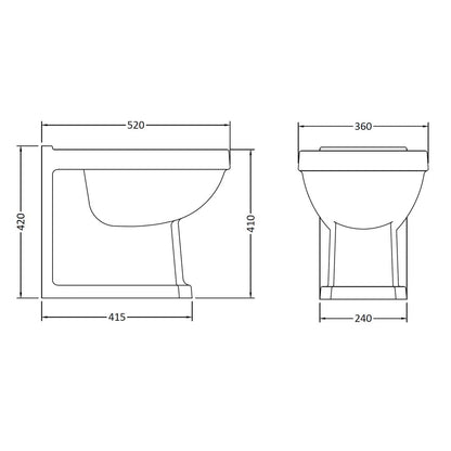 Scudo Traditional Back to Wall Pan and Seat