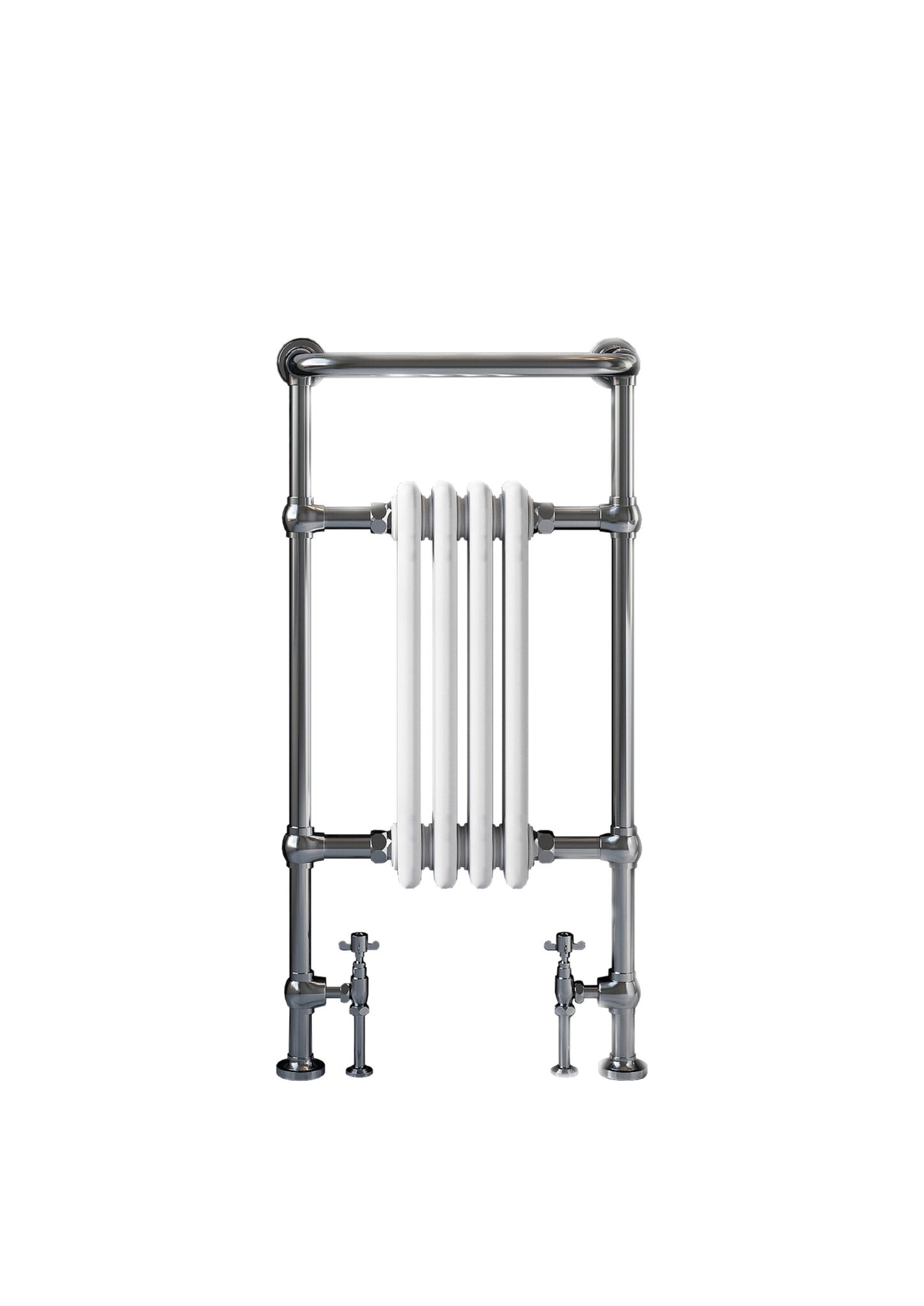 Scudo Harrogate  Chrome & White Traditional 4 Column Towel Warmer