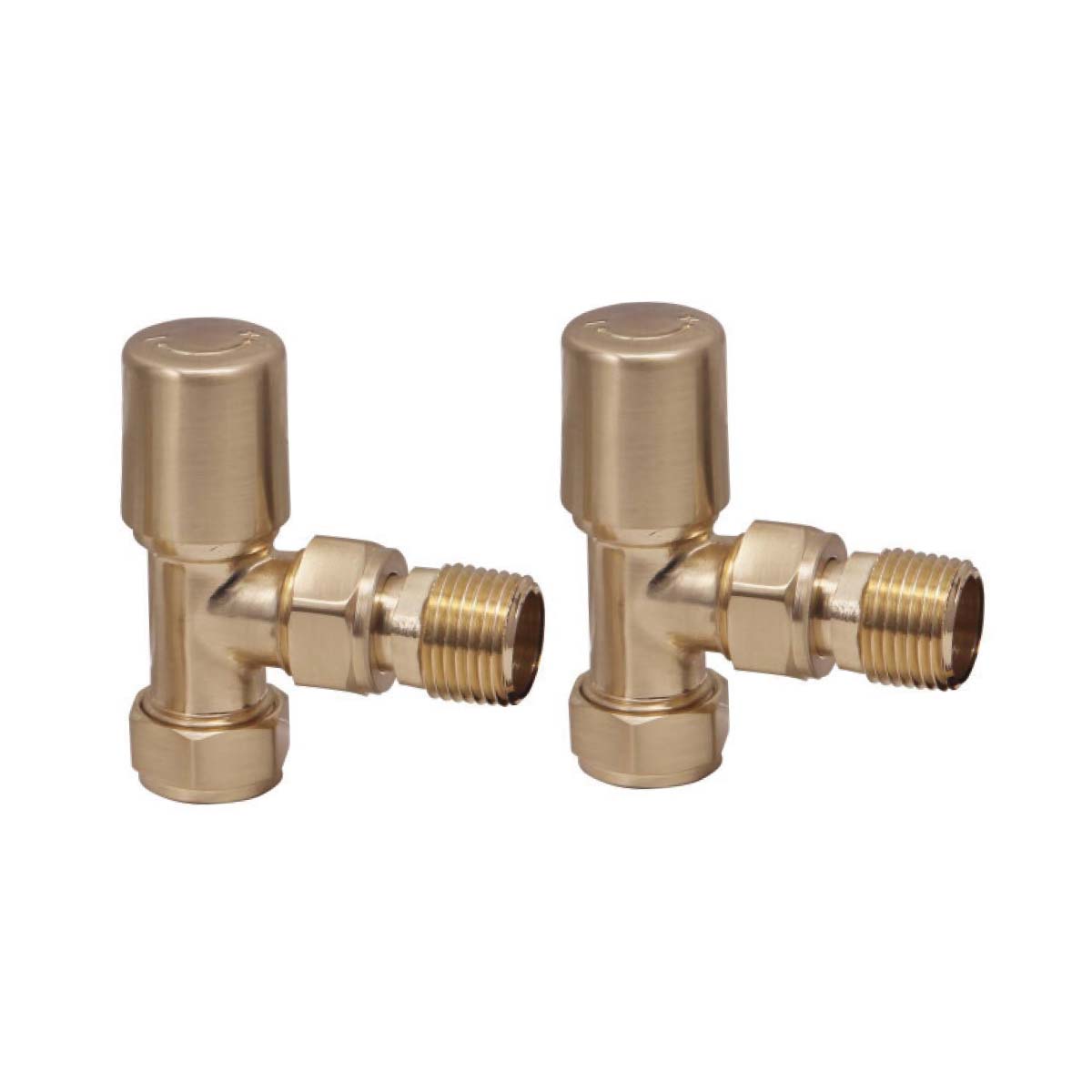 Scudo Scudo Brushed Brass Modern Angled Radiator Valves