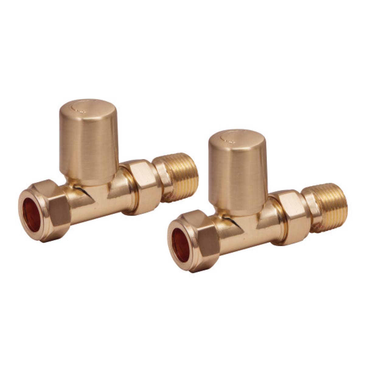 Scudo Modern Straight Brushed Brass Radiator Valves