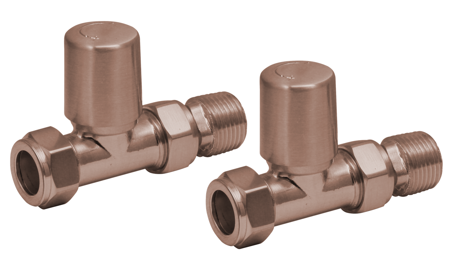 Scudo Modern Straight Brushed Bronze Radiator Valves