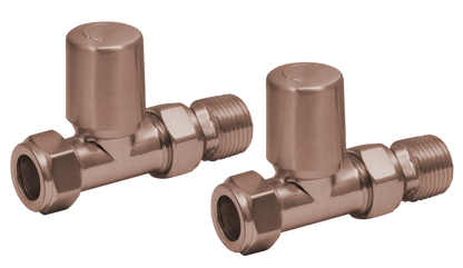 Scudo Modern Straight Brushed Bronze Radiator Valves