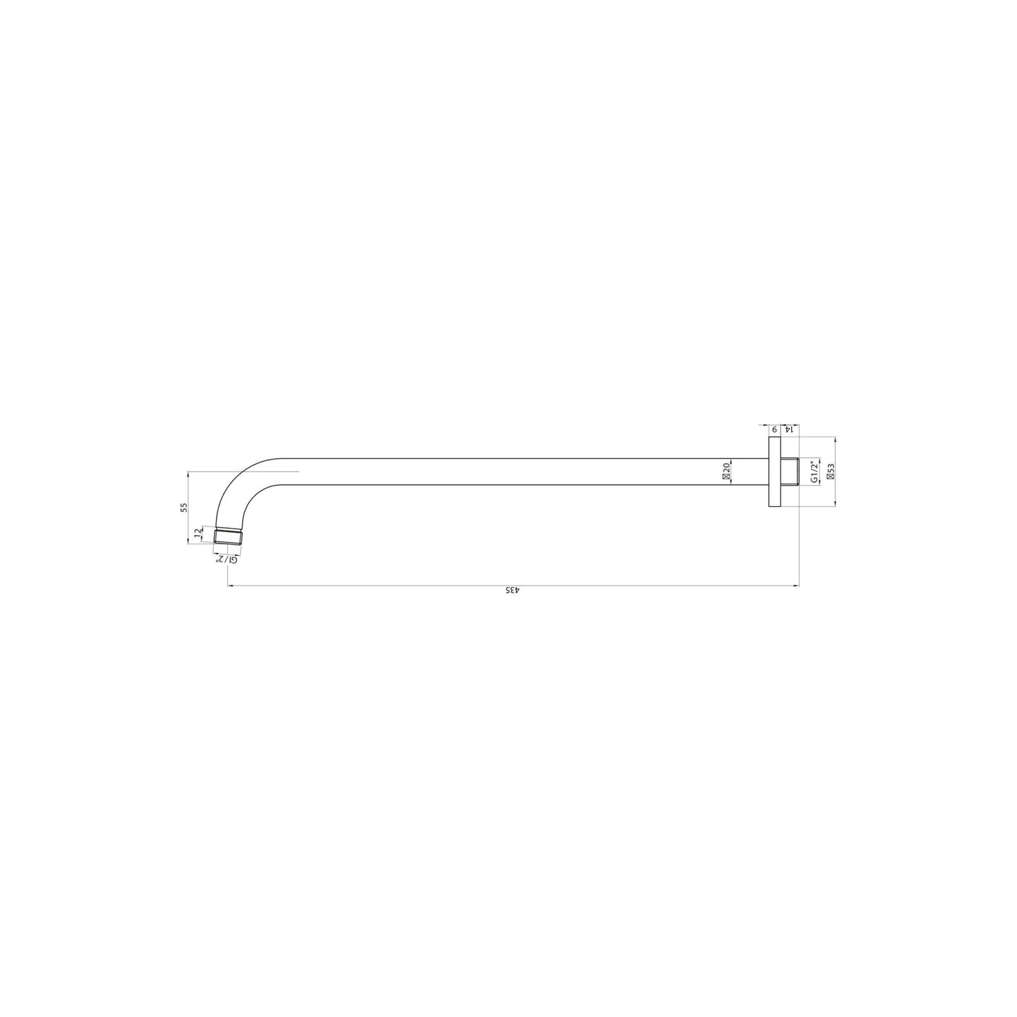 Scudo Round Wall Arm (Extended) for fixed shower head