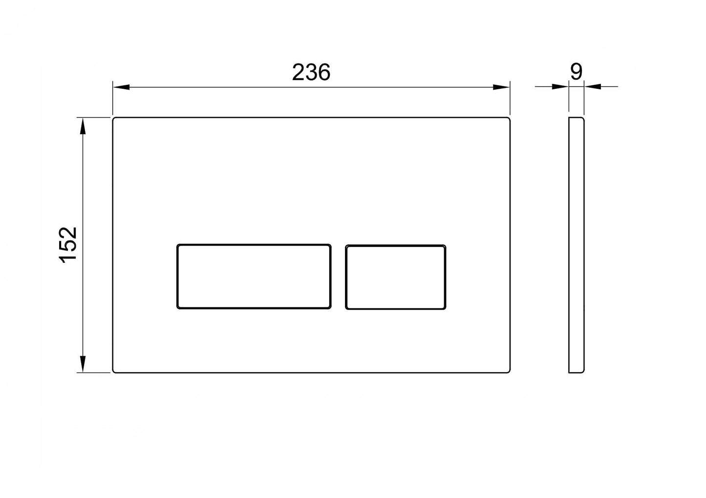 Scudo Rectangular Chrome Dual Flush Button