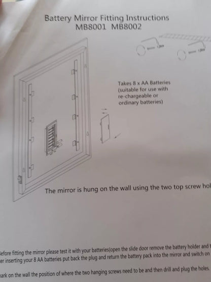 Battery Mirror  LED Mirror with Pull Switch (700 x 500mm)