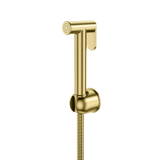 Scudo Brushed Brass Douche Handset, Flexi and Holder