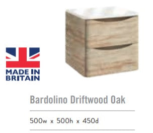 Bella Wall Hung Vanity units for Counter Top Basin - Bardolino Driftwood Oak (3 Sizes)