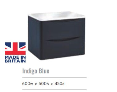 Bella Wall Hung Vanity units for Counter Top Basin - Indigo Blue (3 Sizes)