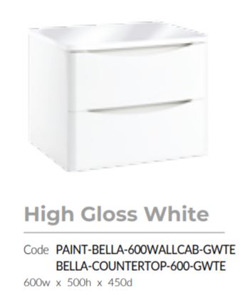 Bella Wall Hung Vanity units for Counter Top Basin - High Gloss White (3 Sizes)