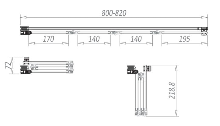 Scudo Acqua Arm 4 Panel  Bath Screen S6 1500 x 800mm 6mm Glass