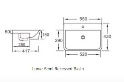 Scudo Lunar Semi Recessed Basin