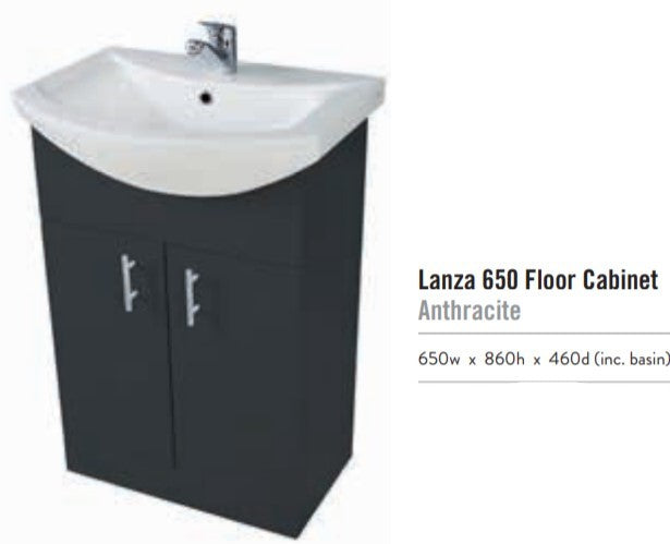 Scudo Lanza 650mm wide Vanity with Basin - Anthracite