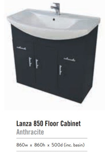Scudo Lanza 850mm wide Vanity with Basin - Anthracite