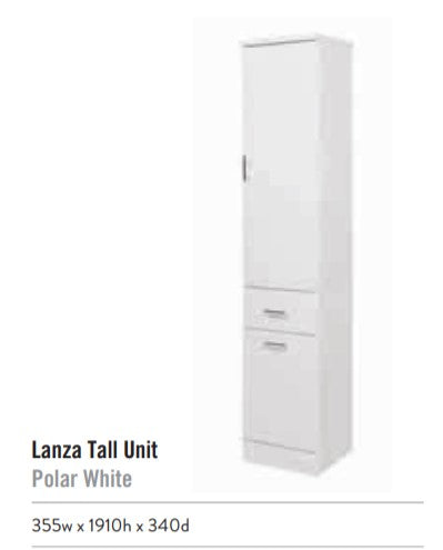 Lanza 355mm  Floor Standing Tall Unit - Polar White