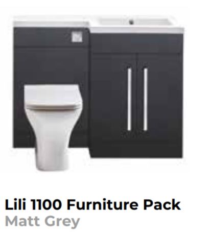 Scudo Lili 1100  Matt Grey Furniture Set inc Basin