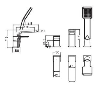 Scudo Muro 3 Hole Bath Mixer