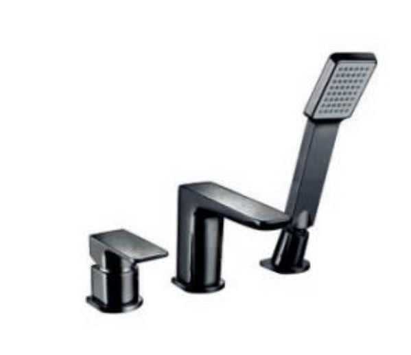 Scudo Muro 3 Hole Bath Mixer in Black