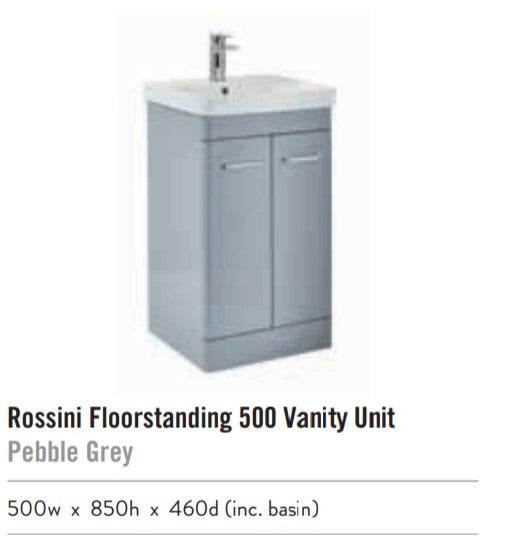 Rossini 500mm wide Vanity with Basin - Pebble Grey